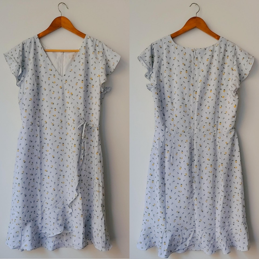NWT Loft Floral Ruffle Wrap Dress